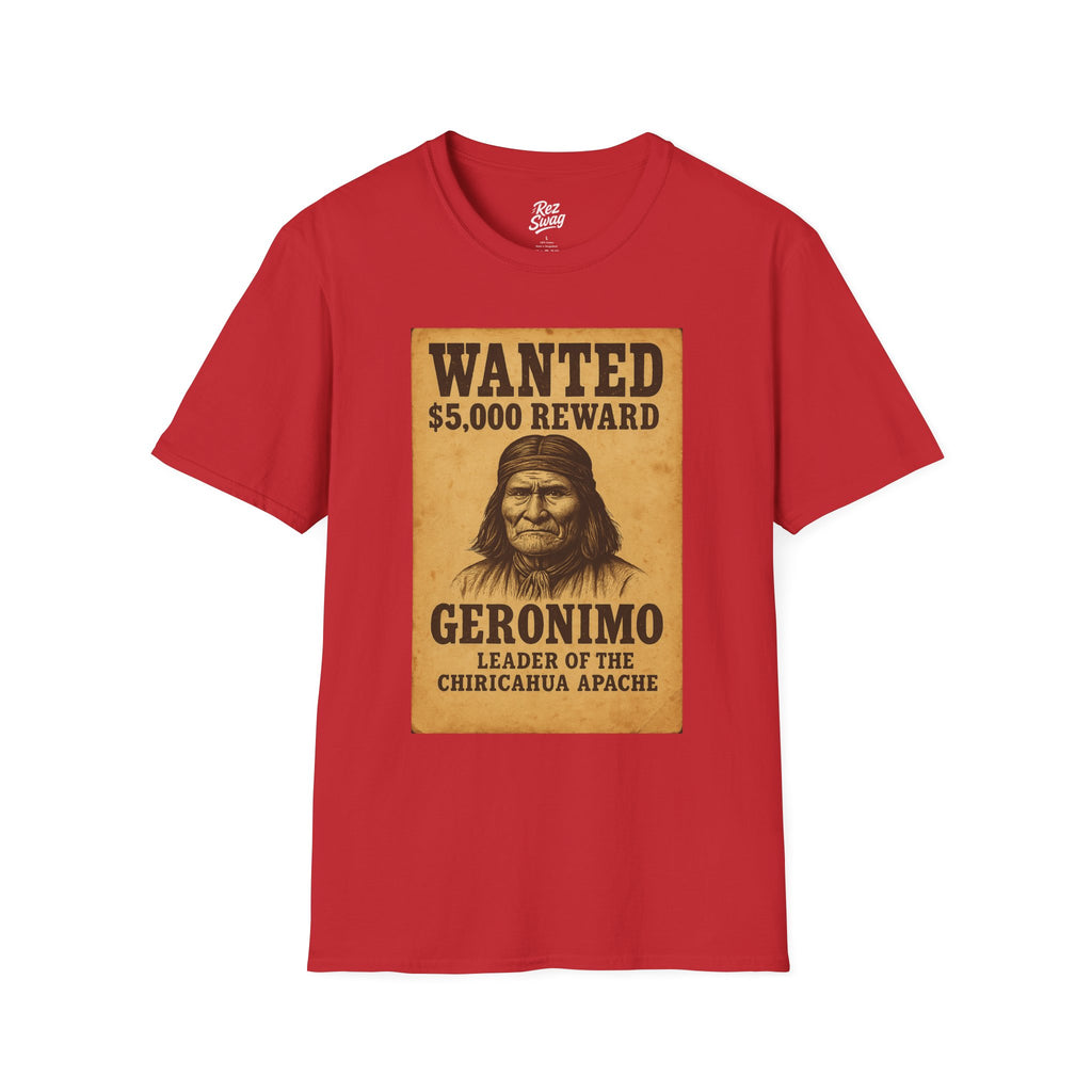 Geronimo Wanted Poster T-Shirt – Native Resistance Tribute for Men | Our Heroes Collection