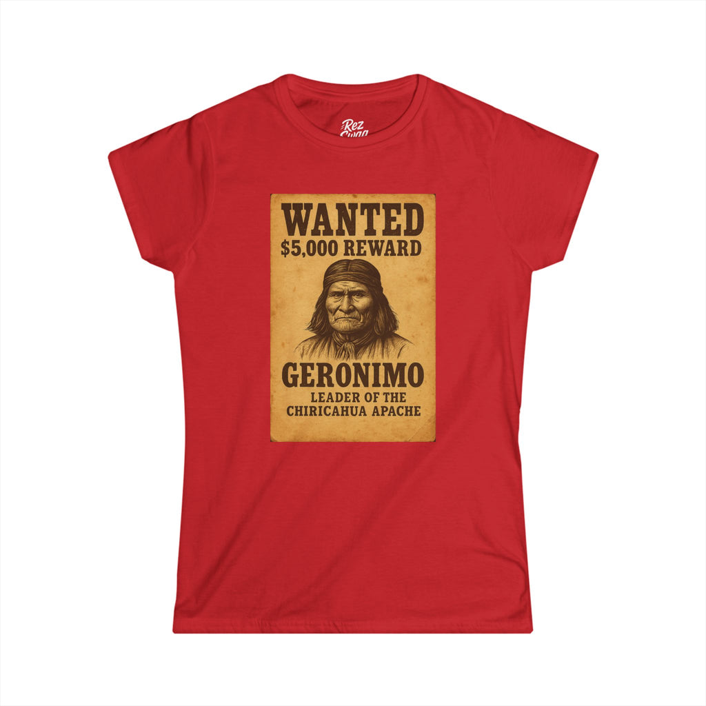 Geronimo Wanted Poster T-Shirt – Native Resistance Tribute for Women | Our Heroes Collection