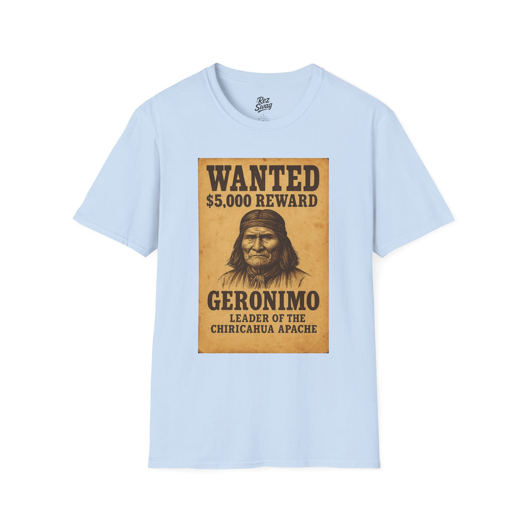 Geronimo Wanted Poster T-Shirt – Native Resistance Tribute for Men | Our Heroes Collection